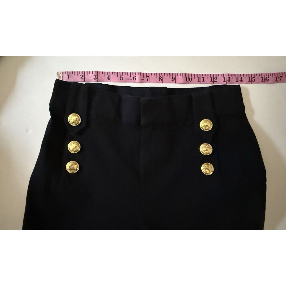 Lilly Pulitzer Parrish Crop Flare Pants Black Sailor Gold Buttons Preppy Size 4 - Picture 10 of 14